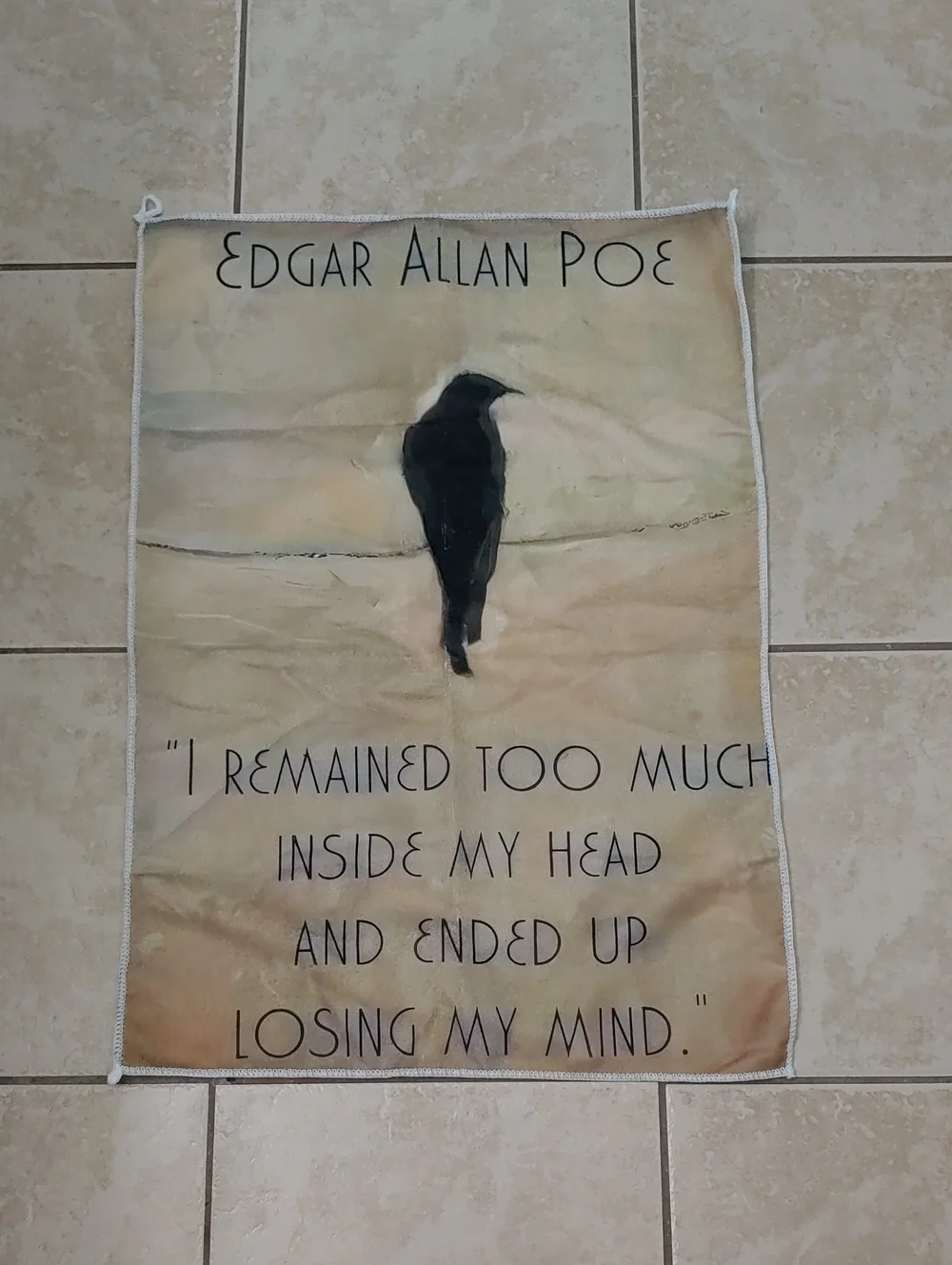 Edgar Allan Poe Quote Wall Art Dark Poetry Fabric Decor